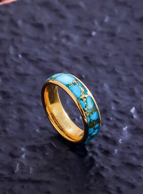 现货一件代发6mom宽镶嵌金线松钨钢戒指美码6-12