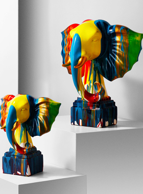 现代抽象艺术淋色大象创意摆件招财家居客厅玄关酒柜轻奢软装饰品