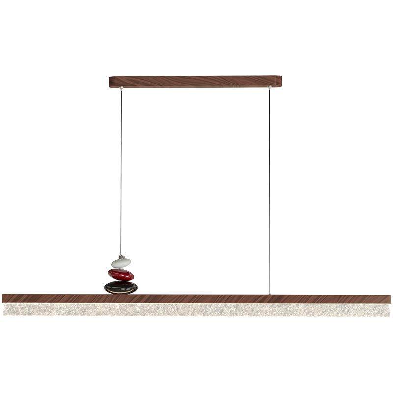 中古风长条餐厅灯吊灯现代简约胡桃木纹吧台灯极简一字餐桌饭厅灯,淘宝优惠券,粉丝福利购,淘宝优惠卷