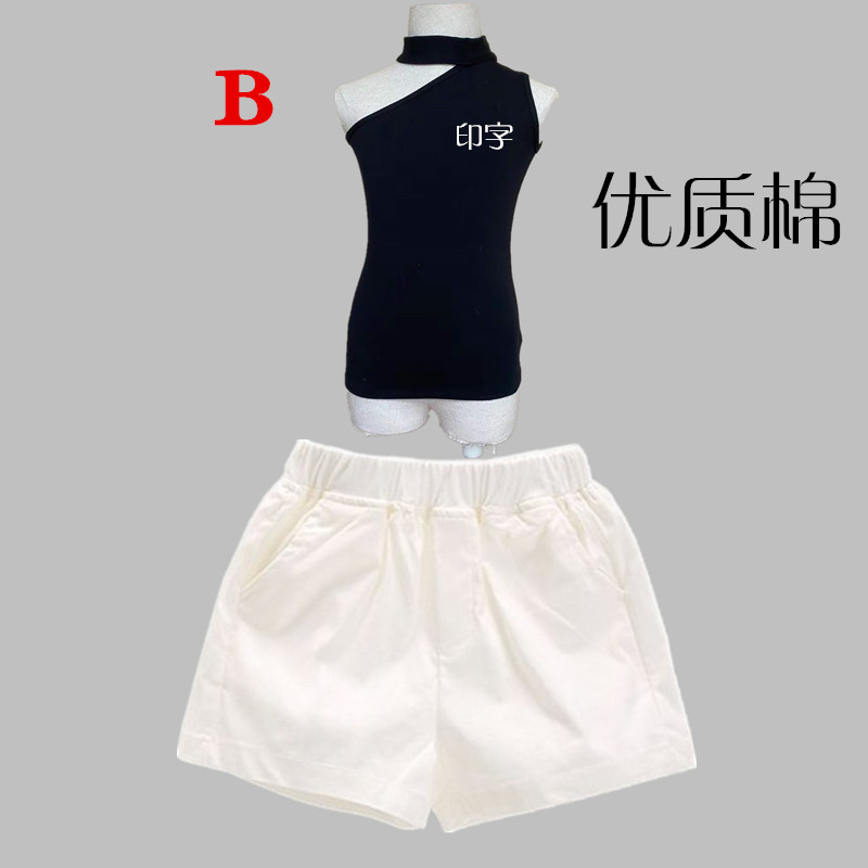 少儿t台走秀时装儿童模特训练服上衣女童形体礼仪练功服演出服夏 - 图1