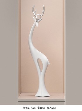 入户玄关情侣鹿一对轻奢高档y摆件客厅细长竖高造景电视柜装饰品