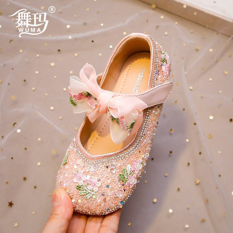女童鞋子儿童公主水晶鞋2024新款春秋款小女孩秋季中国风软底皮鞋,淘宝优惠券,粉丝福利购,淘宝优惠卷