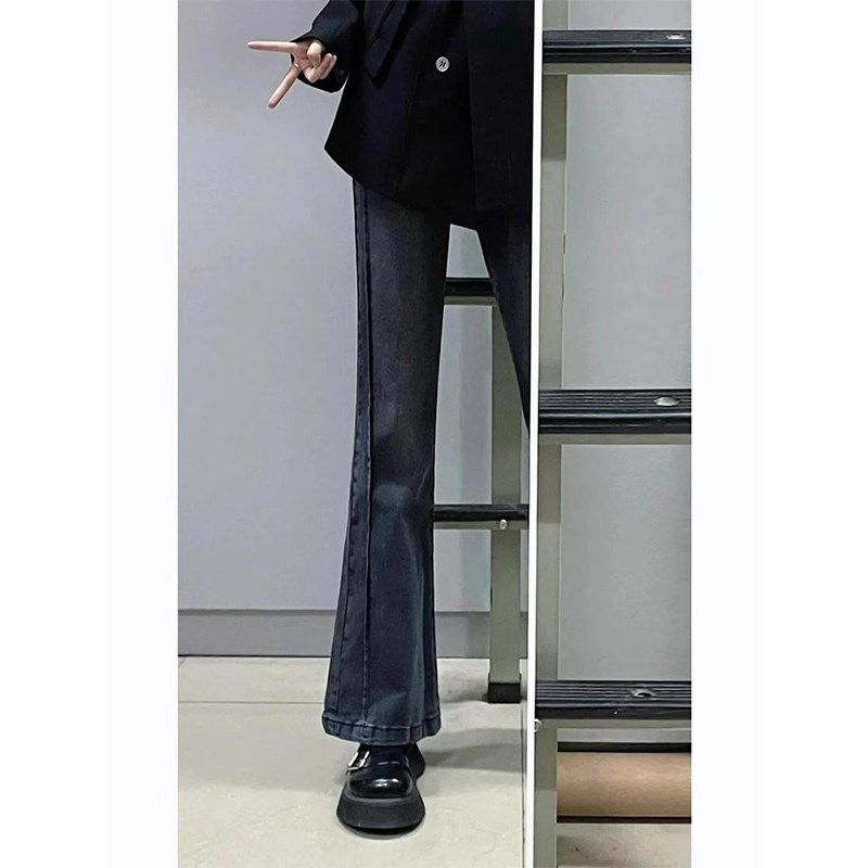 梨形身材微喇牛仔裤女秋冬加绒大码胖mm高腰遮胯显瘦弹力黑色长裤,淘宝优惠券,粉丝福利购,淘宝优惠卷