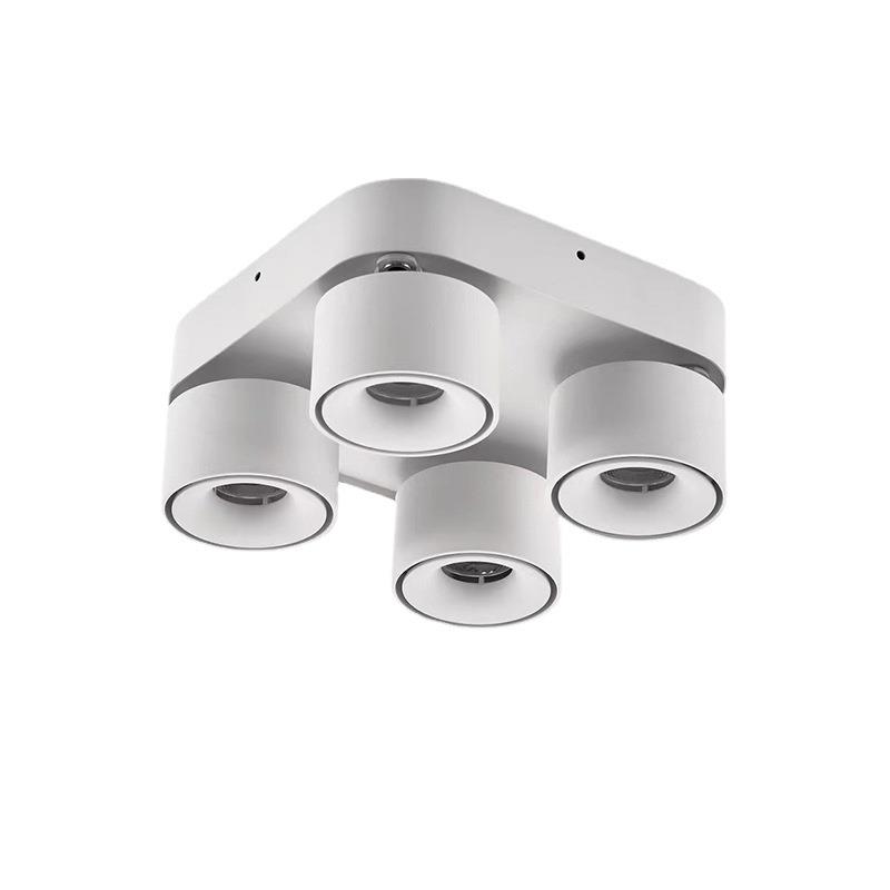 Four-head surface-mounted spotlights led living room and bedroom without main light ceiling lamp bold lamp cob surface-mounted adjustable anti-glare downlight
