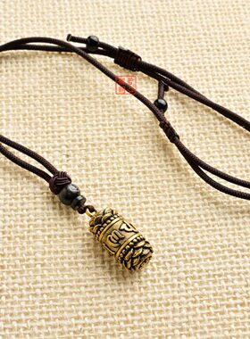 黄铜复古做旧楞严咒吊坠六字真言挂件男女饰品可以打开钥匙扣挂饰