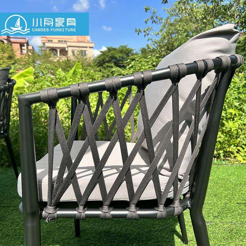 庭院户外桌椅组合别墅花园露台天台餐桌室外休闲露台绳编藤椅家具 - 图1