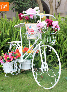 户外欧式铁艺自行车花架子阳台创意庭院落地店铺橱窗装饰家居摆件