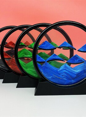厂家直销跨境创意3D小山丘流沙画摆件圆型工艺品解压动态家具礼物