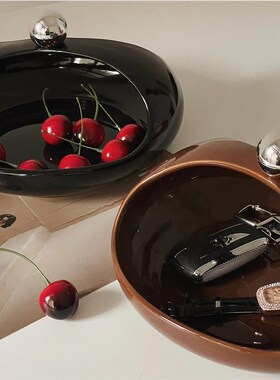 入户门收纳钥匙盒创意设计陶瓷收纳盘糖果盘家用玄关钥匙收纳摆件