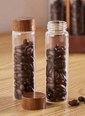 咖啡店桌面摆件咖啡豆分装管玻璃瓶咖啡豆展示架收纳瓶茶叶密封罐