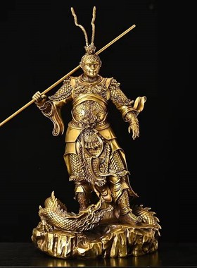 纯铜孙悟空摆件车载齐天大圣斗战胜佛猴子客厅玄关家居装饰工艺品