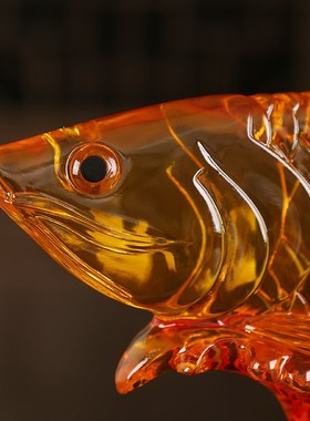 琉璃玉招财金龙鱼摆件家居客厅创意装饰品办公室摆设店铺开业礼品