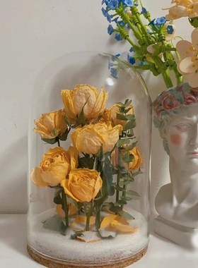 干花保存瓶玻璃罩软木塞干花定制摆件家用透明永生花diy玻璃瓶罩