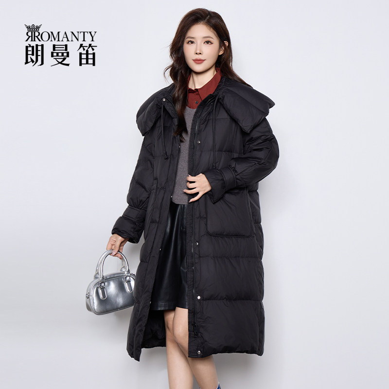 朗曼笛羽绒服女时尚宽松上衣2025冬新款中长款过膝加厚鸭绒外套,淘宝优惠券,粉丝福利购,淘宝优惠卷
