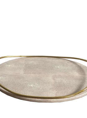 轻中式茶盘家用托盘摆件客厅新样板房奢茶几北欧创意皮装饰品摆设