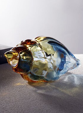 创意玻璃c海螺家居饰品摆件入户玄关放钥匙电视柜收纳装饰新居礼