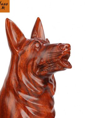 红木 大号木雕肖狗生狗 工艺品狼木雕家居装饰摆件50班德拉斯