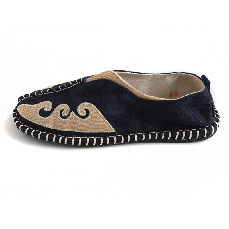 中国风拼接鞋平底一脚蹬男帆布鞋透气防水牛筋底男式休闲鞋,淘宝优惠券,粉丝福利购,淘宝优惠卷