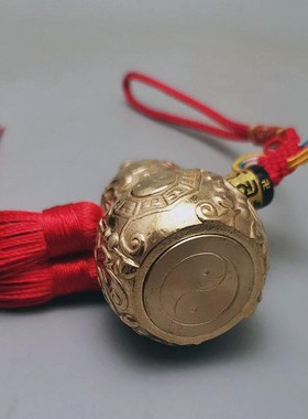 百草铜葫芦六字铜葫芦挂件二黑健康中式家居真言挂饰大小号