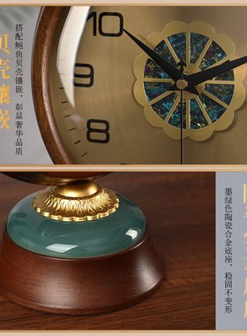 新中式表摆台式座钟客厅桌面时钟装饰坐钟家用摆件复古石英钟表