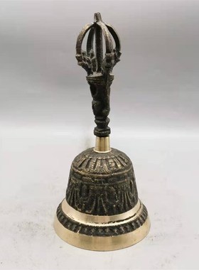 仿古纯铜三叉铃手拿铃三叉铃铜铃客厅家居影视道具响亮手摇铃