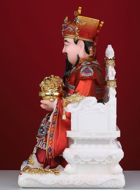 财神爷像汉白玉如意财神聚宝盆比干家用店铺公司开业招财供奉摆件