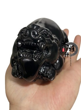 天然黑曜石貔貅摆件一对家居客厅玄关办公室乔迁装饰品开业礼品