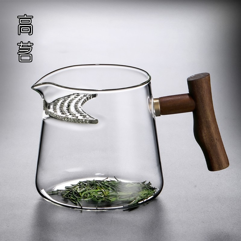 玻璃公道杯茶漏一体大容量泡茶器带茶滤网月牙过滤绿茶杯专用茶具 - 图0