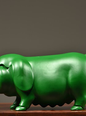 绿色实木雕刻一对猪摆件十二生肖动物猪客厅家居装饰品工艺送礼品