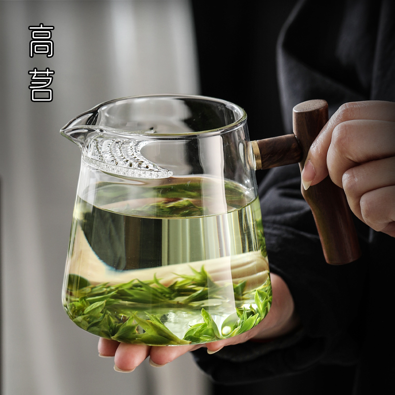 玻璃公道杯茶漏一体大容量泡茶器带茶滤网月牙过滤绿茶杯专用茶具 - 图2