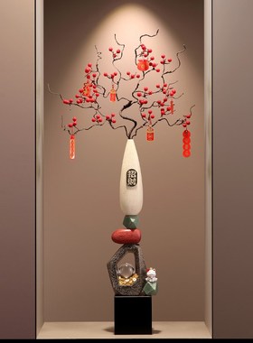 石来运转客厅花瓶摆件轻奢高档家居入户玄关电视柜细长乔迁装饰品