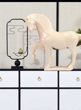 中式轻奢简约陶瓷马摆件现代软装家居装饰样板房客厅电视柜马饰品