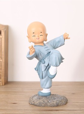 创意储蓄罐装饰品禅趣可爱公仔功夫小和尚工艺品S装饰家居树脂摆