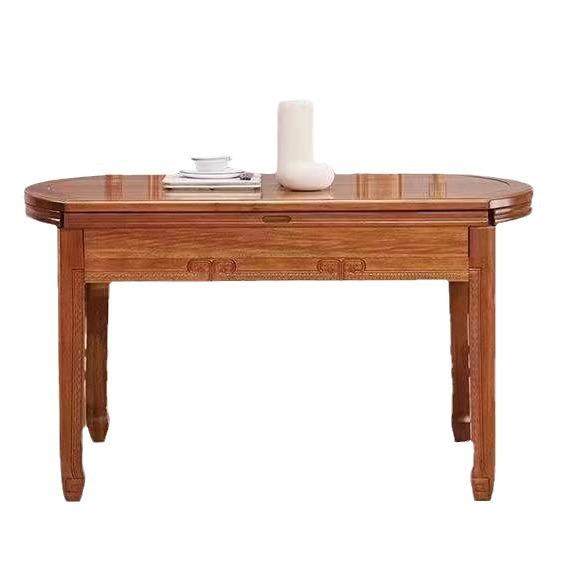 菠萝格全实木餐桌椅组合小户型可伸缩方圆两用中式家用椭圆形餐桌,淘宝优惠券,粉丝福利购,淘宝优惠卷