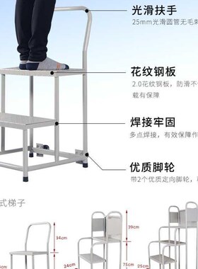 超市货架梯理货梯仓库登高车家用2步3步移动货梯平台登高梯