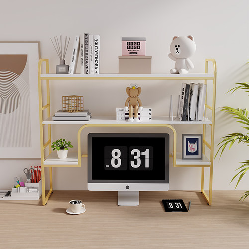 书架带洞洞板书桌收纳置物架桌面多层铁艺桌上架子学生电脑办公桌 - 图2