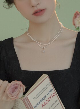 午后酒会法式复古珍珠项链女轻奢小众双层锁骨链2024新款毛衣链女