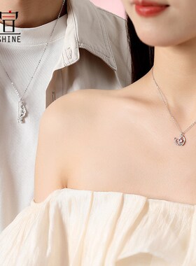 羽化成蝶情侣项链一对纯银2025新款小众刻字吊坠情人节礼物送男女