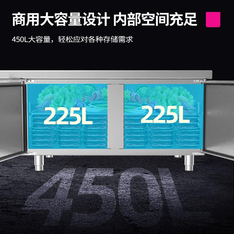 乐创商用保鲜冷藏工作台后厨双温不锈钢操作台卧式冰柜LC-J-LCT12 - 图2