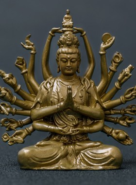 千手千眼观世音菩萨摆件观音佛像迷你精致随身佛禅意茶空间装饰品