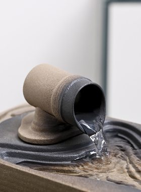 现代简约陶瓷水景喷泉桌面办公室加湿器招财风水轮流水摆件小礼品