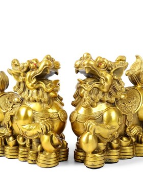 纯铜招财貔貅摆件一对客厅风水家居家装饰品皮休工艺品乔迁礼品