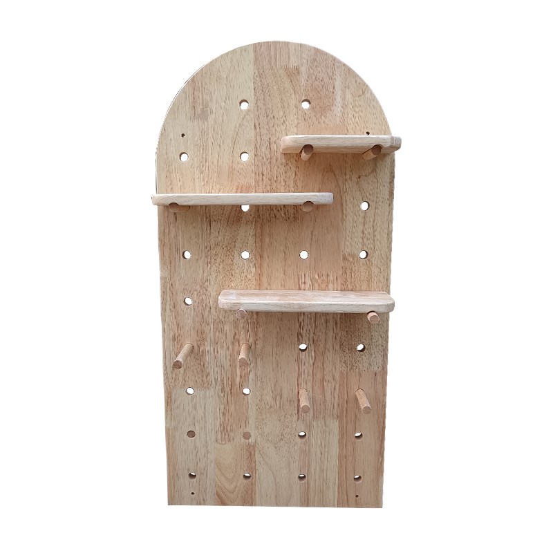 Wooden hole board storage rack kindergarten solid wood board decorative wall bookshelf entry restaurant art wall hanging