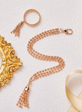 2025新款时尚气质百搭通勤圆珠珠流苏多层手链小众设计豹纹手环女