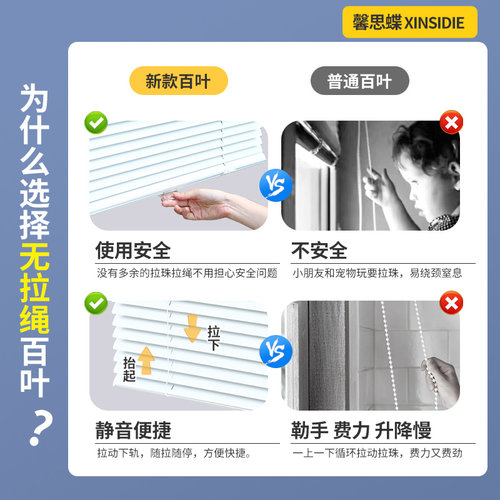 高端铝合金无绳百叶窗帘卫生间浴室厨房客厅办公室专用免打孔电动 - 图2