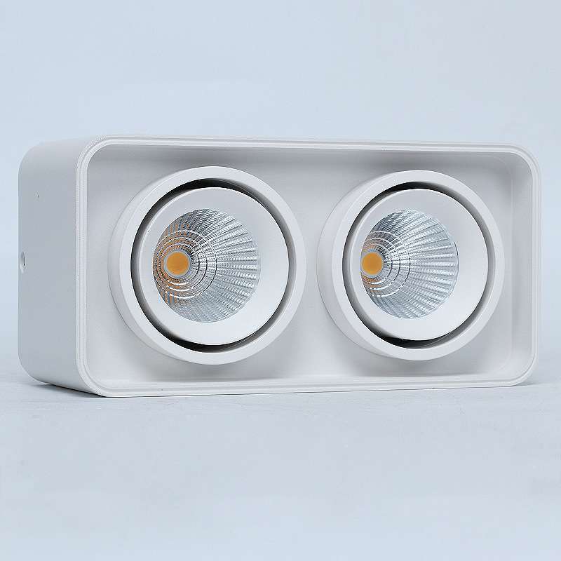 Surface-mounted square double-head bold lamp LED spotlight double-head downlight ceiling shop commercial single-head rounded corner grille light