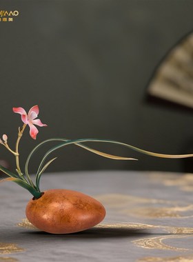 新中式黄铜君子兰花摆件家居客厅玄关桌面装饰工艺品乔迁开业礼物