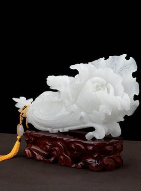 天然阿富汗白玉白菜摆件招财百财店铺开业乔迁礼品客厅玄关摆设