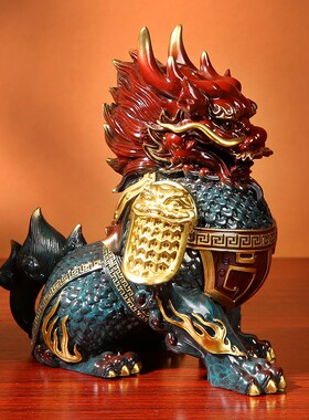 《祥瑞麒麟》全铜摆件家居客厅玄关酒柜装饰开业新居乔迁礼品摆件