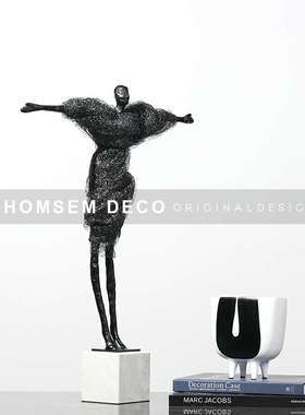 简约现代轻奢抽象人物雕塑摆件样板房间软装饰品售楼处人像摆设品